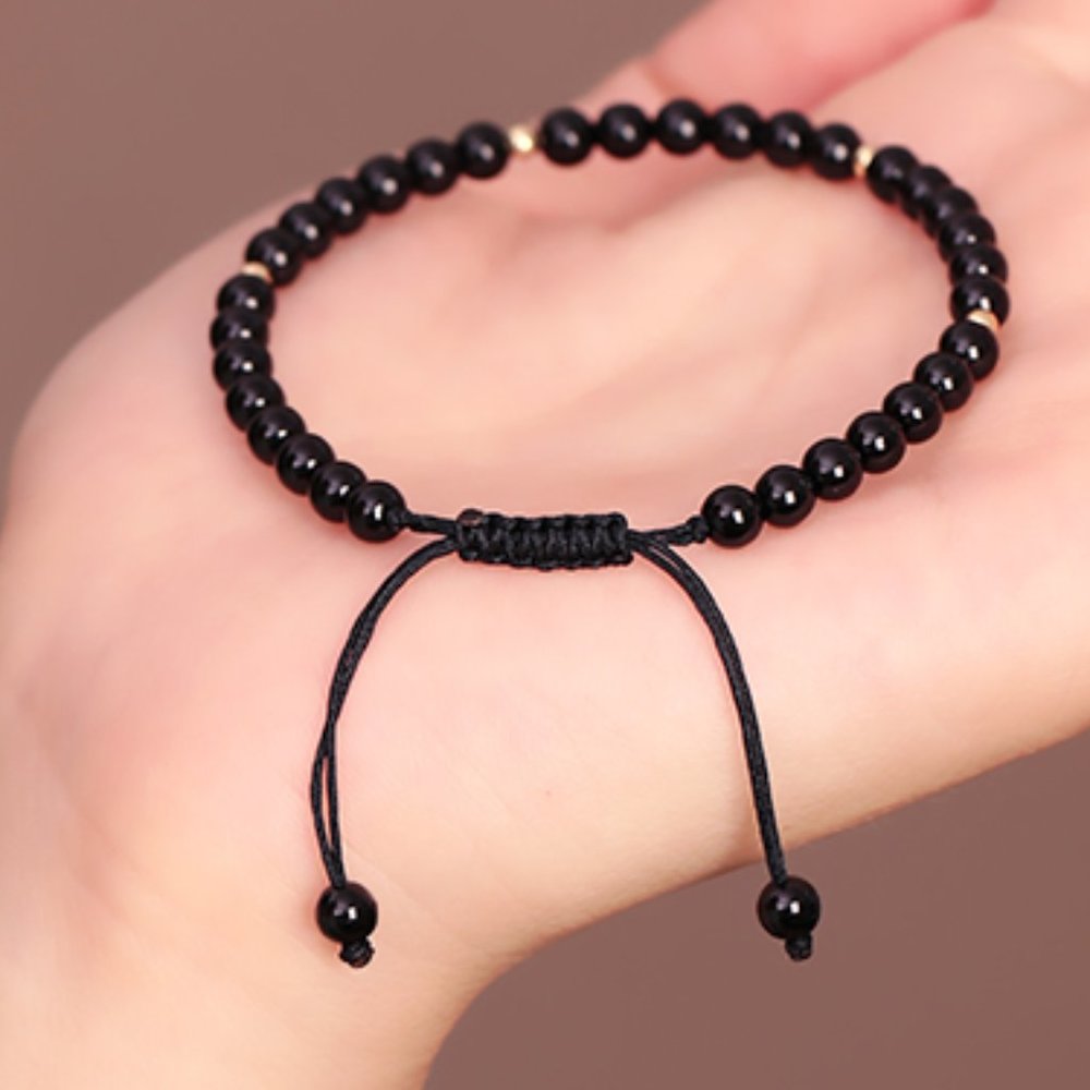 Obsidian 4mm Beads Healing Reiki Protection Talisman Women Dainty Bracelet Gifts